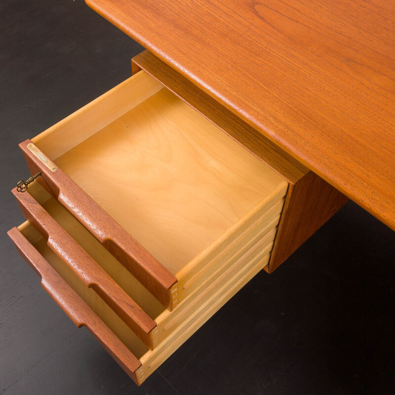 Vintage teak desk model 75 by Gunni Omann for Omann Jun's Møbelfabrik, Denmark 1960s