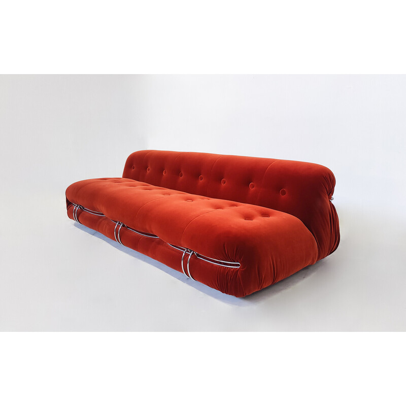 Canapé trois places vintage Soriana orange par Tobia et Afra Scarpa pour Cassina, 1970