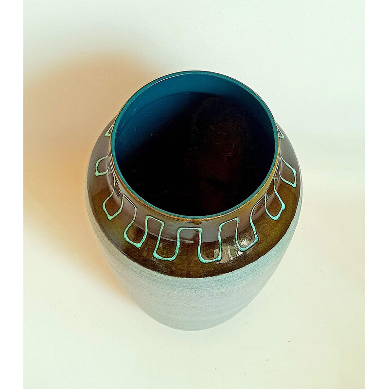 Vaso vintage in ceramica blu, 1970