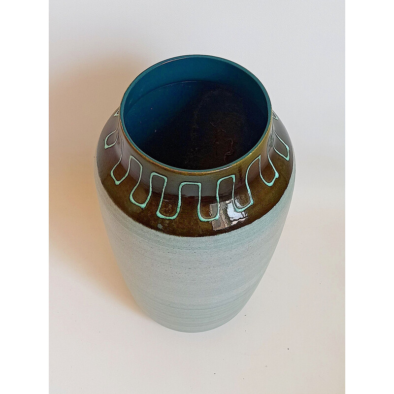 Vaso vintage in ceramica blu, 1970