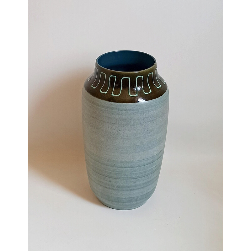 Vintage blue ceramic vase, 1970