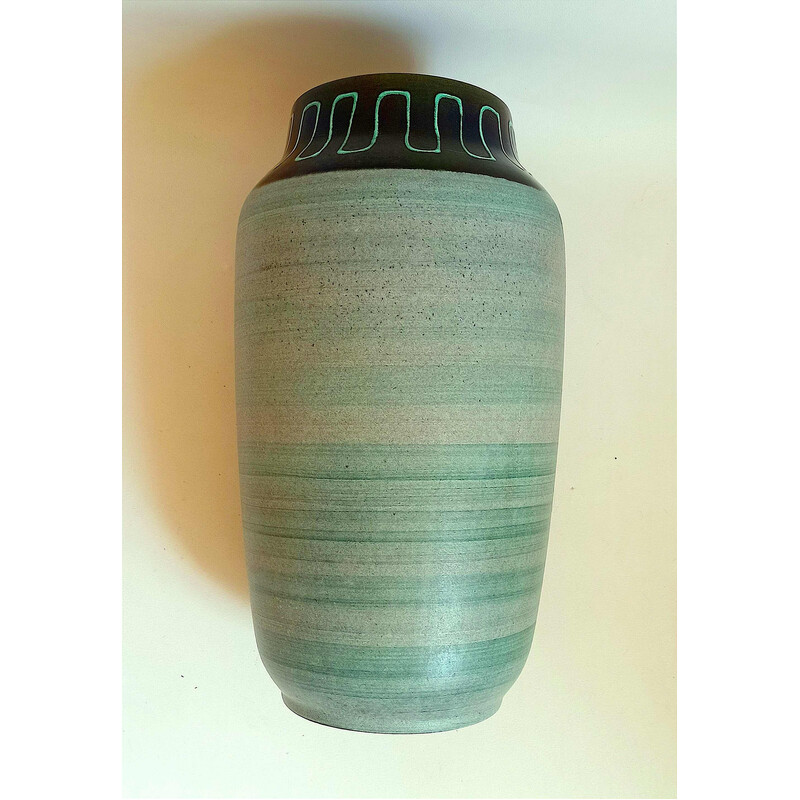 Vintage blue ceramic vase, 1970