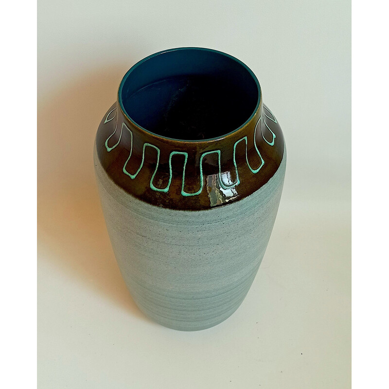 Vaso vintage in ceramica blu, 1970