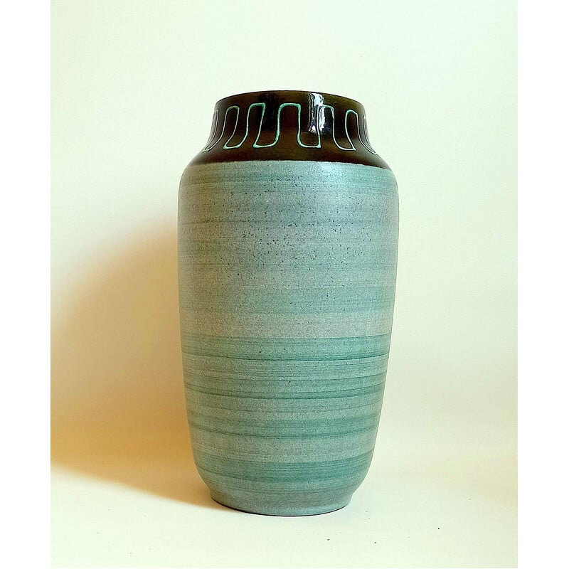 Vintage blue ceramic vase, 1970