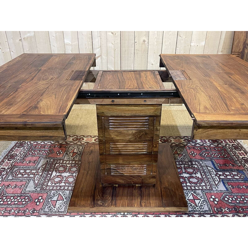 Vintage Indian teak table with extension leaf, 1980