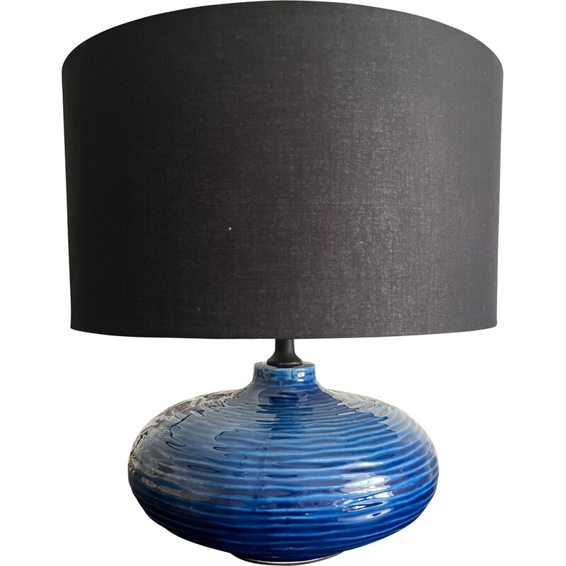 Vintage-Lampe aus blauer Keramik, Italien 1980