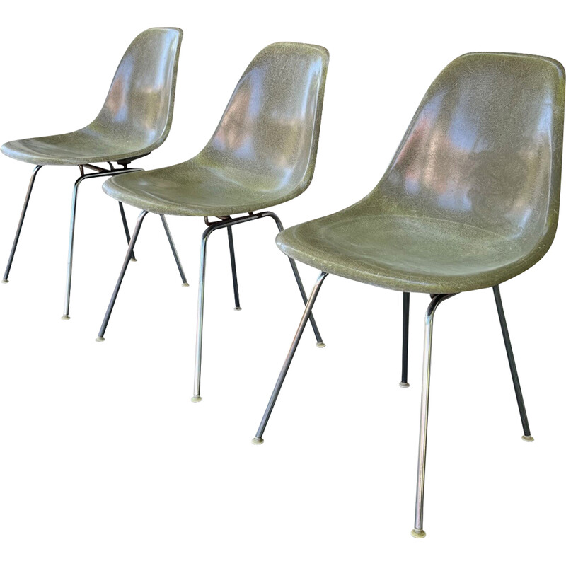 Set of 3 vintage dsx fiberglass chairs by Charles and Ray Eames for Herman Miller