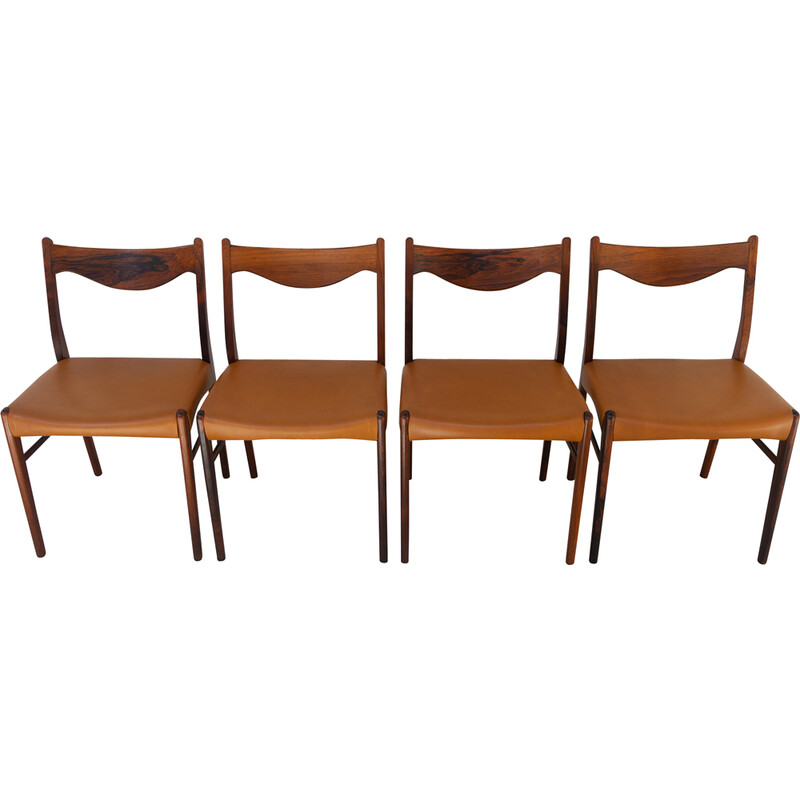 Set of 4 vintage rosewood dining chairs Gs61 by Arne Wahl Iversen for Glyngøre Stolefabrik, Denmark 1950