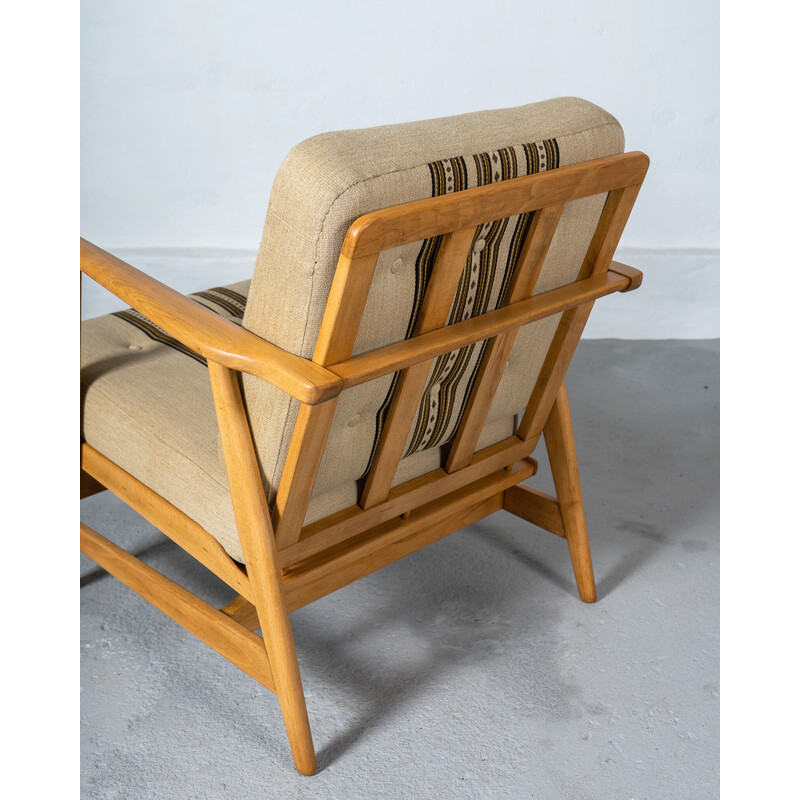 Fauteuil danois vintage en bois de hêtre, Danemark 1960