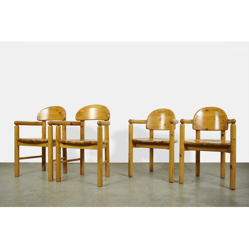Ensemble de 4 chaises vintage en pin par Rainer Daumiller pour Hirtshalls Sawmills, Danemark 1970