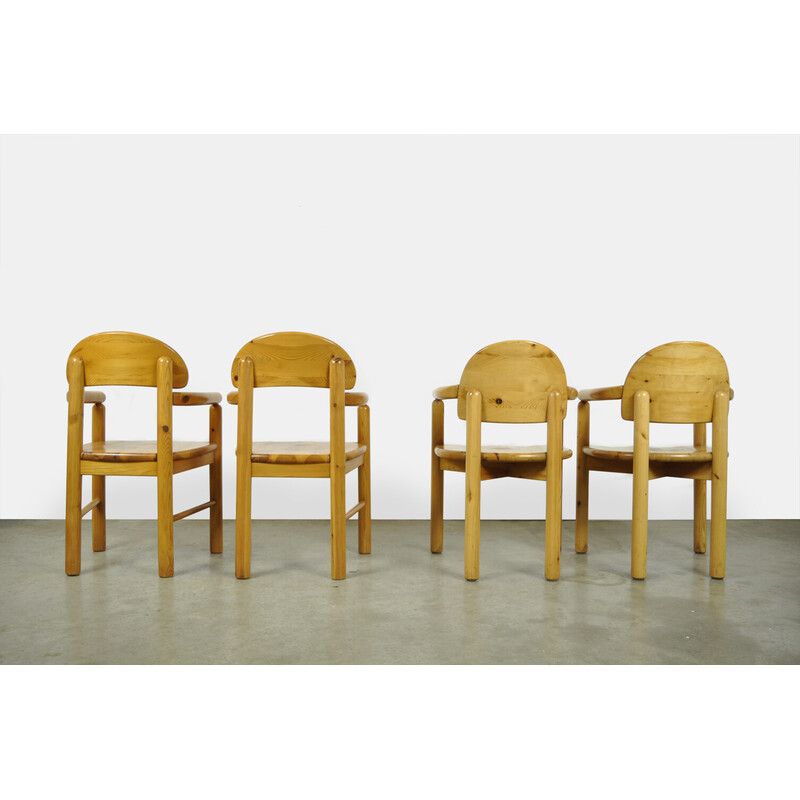 Ensemble de 4 chaises vintage en pin par Rainer Daumiller pour Hirtshalls Sawmills, Danemark 1970