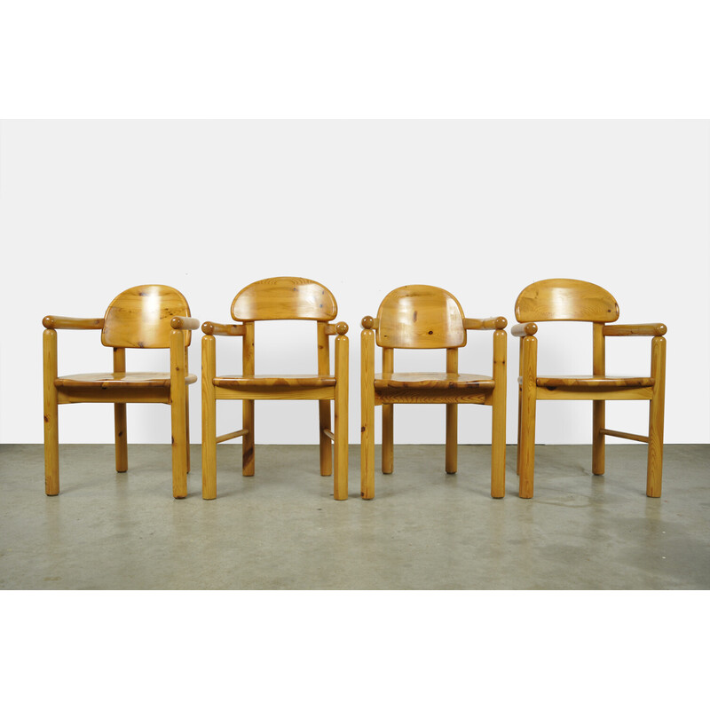 Set of 4 vintage pine dining chairs by Rainer Daumiller for Hirtshalls Sawmills, Denmark 1970s