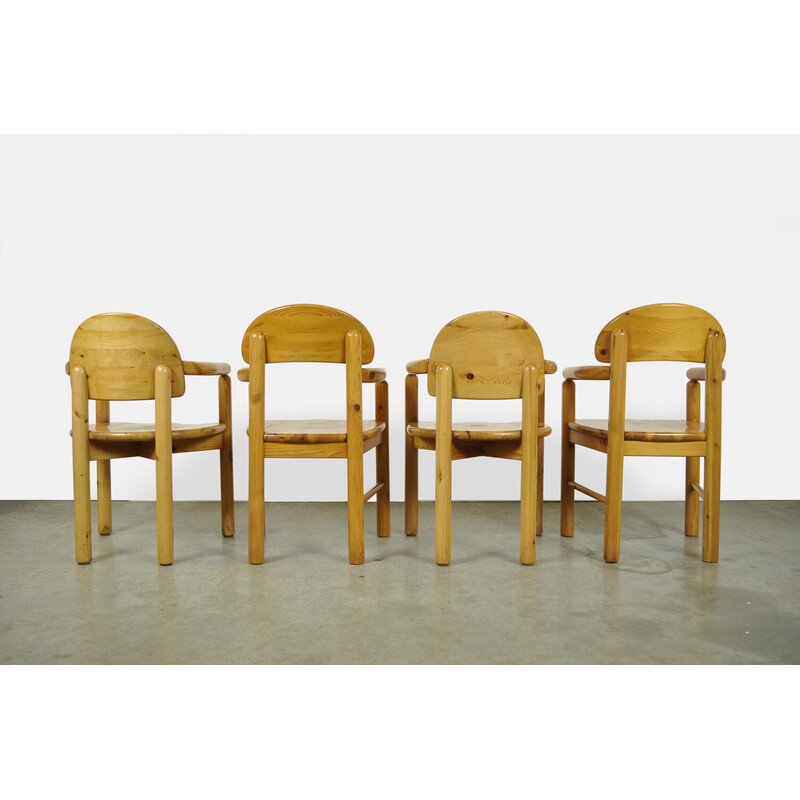 Conjunto de 4 cadeiras de jantar vintage em pinho de Rainer Daumiller para Hirtshalls Sawmills, Dinamarca, anos 70