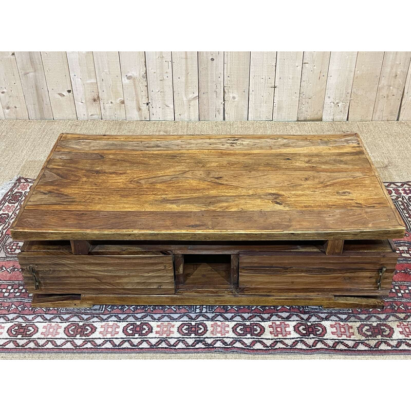 Table basse vintage indienne en teck, 1980