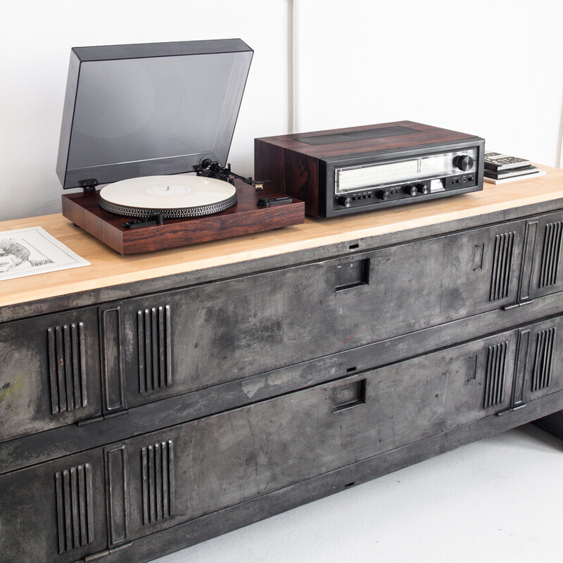 Credenza francese d'epoca con patina di cera grafite, 1960