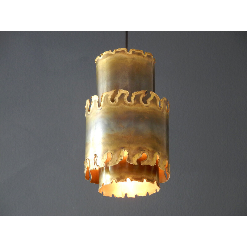 Vintage danish brass pendant lamp handmade by Holm Sørensen, 1960