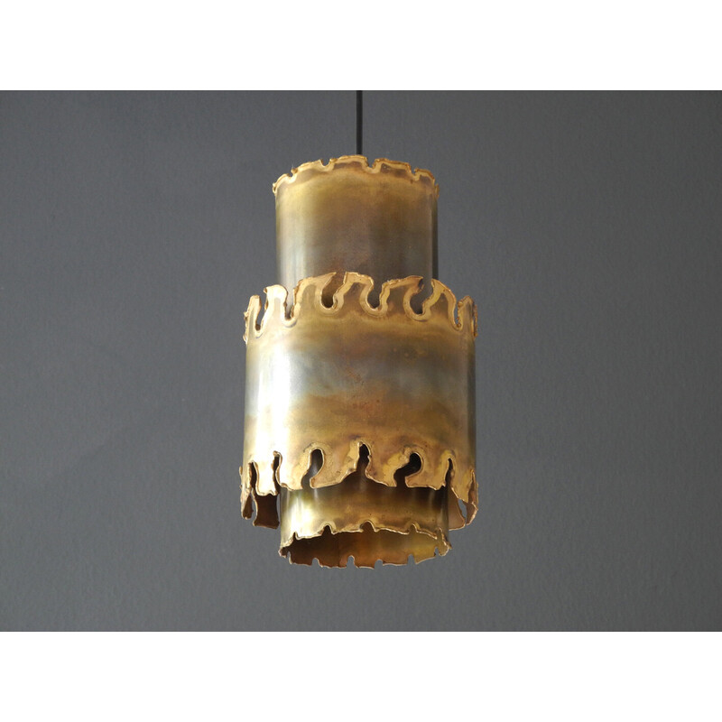 Vintage danish brass pendant lamp handmade by Holm Sørensen, 1960
