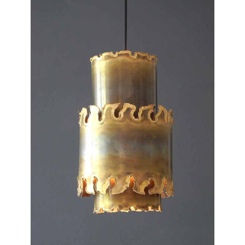 Vintage danish brass pendant lamp handmade by Holm Sørensen, 1960