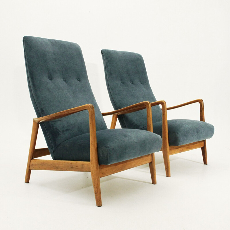 Pair of high back armchairs model 829 by Gio Ponti for Cassina - 1950s