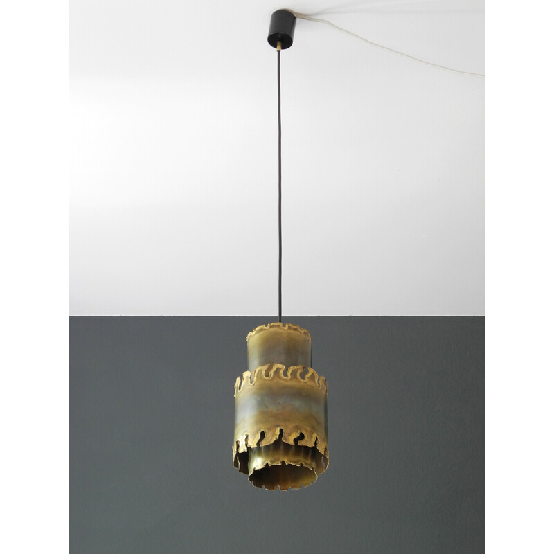 Vintage danish brass pendant lamp handmade by Holm Sørensen, 1960