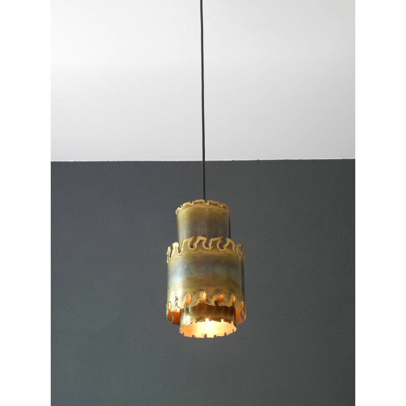 Vintage danish brass pendant lamp handmade by Holm Sørensen, 1960