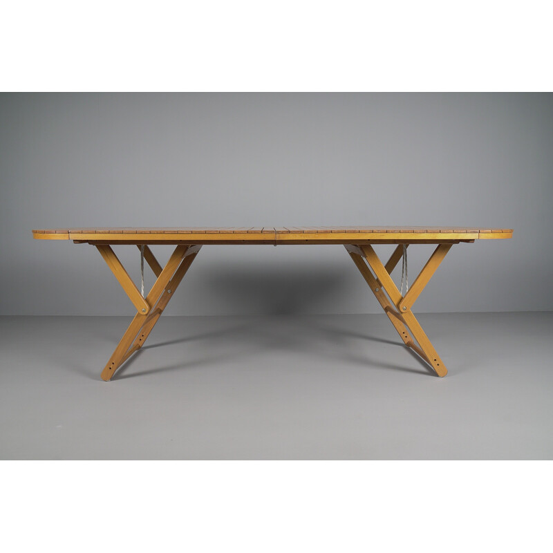 Vintage wooden adjustable garden table, 1960s