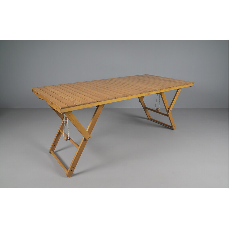 Vintage wooden adjustable garden table, 1960s