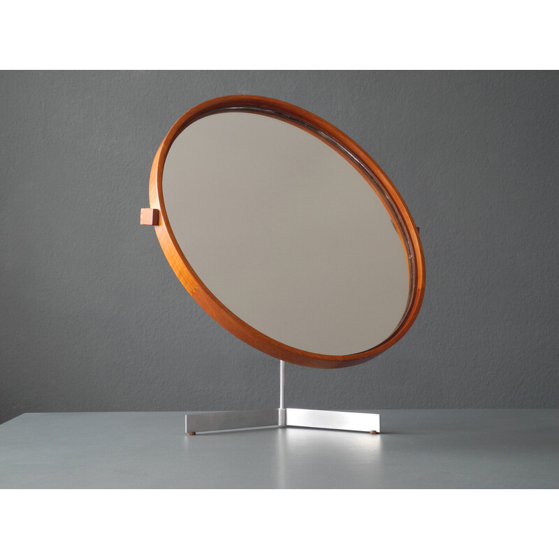 Vintage teak table mirror by Uno and Östen Kristiansson for Vittsjö, Sweden 1960s