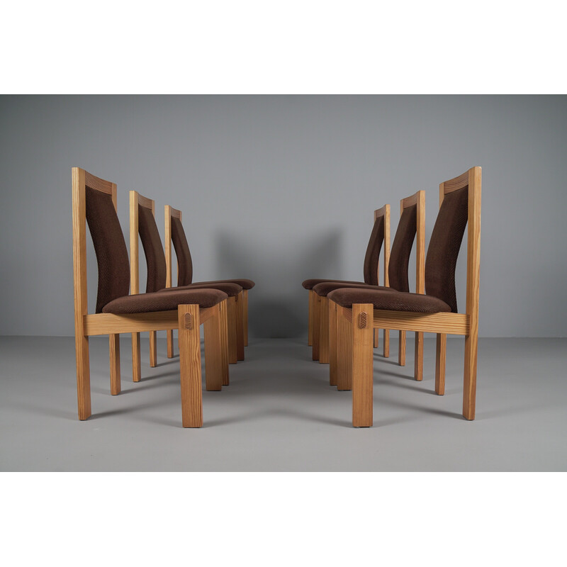 Set di 6 sedie da pranzo vintage in pino svedese e tessuto, anni '60