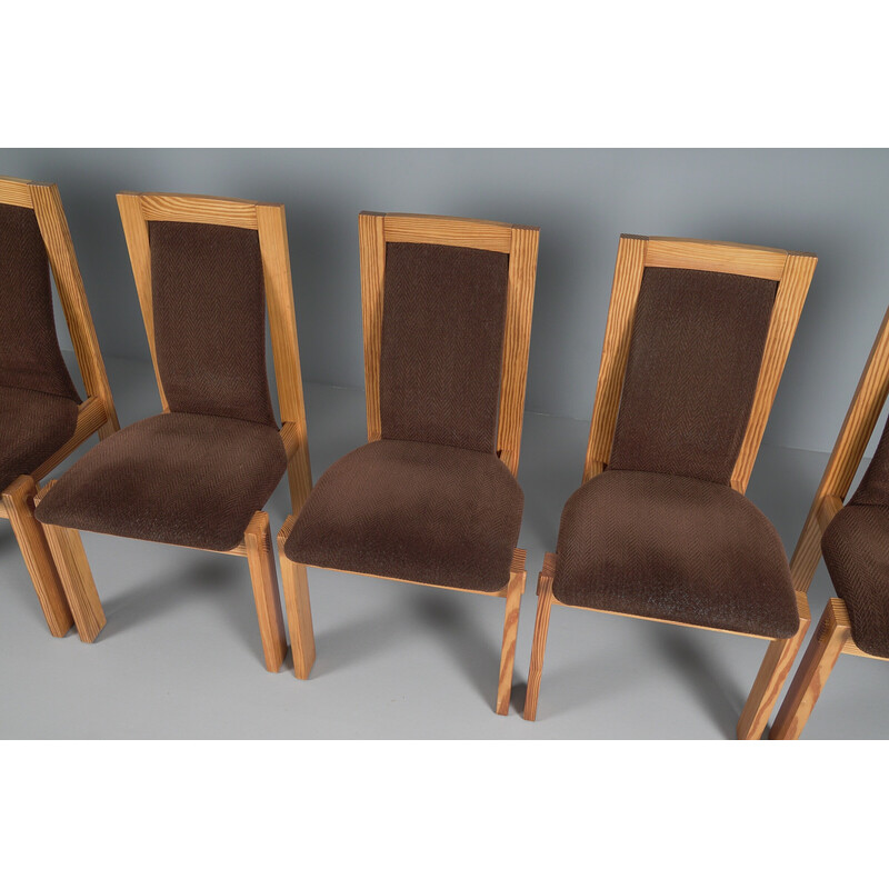 Set of 6 vintage swedish pine and fabric dining chairs, 1960s