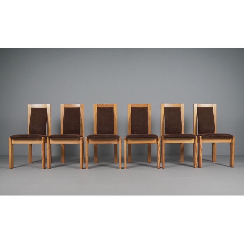 Set di 6 sedie da pranzo vintage in pino svedese e tessuto, anni '60