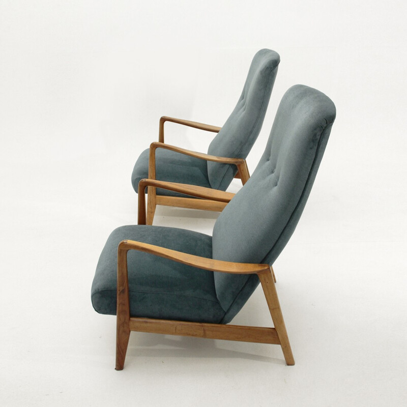 Pair of high back armchairs model 829 by Gio Ponti for Cassina - 1950s