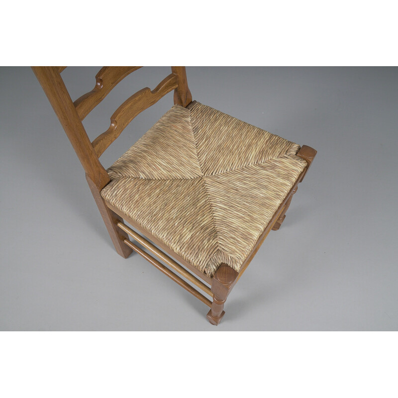 Set of 5 vintage provincial oakwood chairs, 1960s