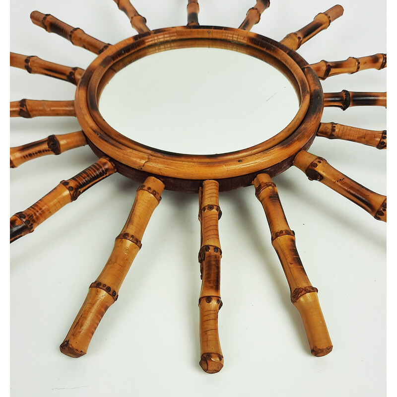 Vintage bamboo sun mirror, France 1950-1960