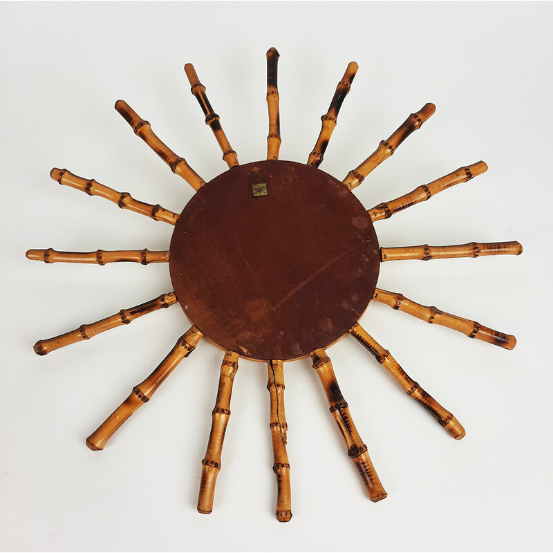 Vintage bamboo sun mirror, France 1950-1960