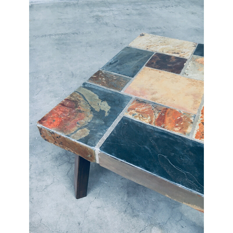 Table basse vintage brutaliste en pierre, 1970