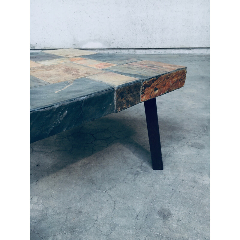 Mesa de centro de piedra vintage brutalista, años 70