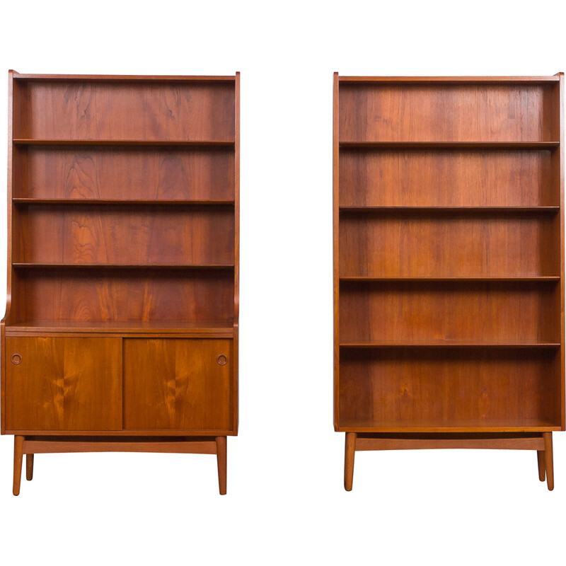 Pair of vintage teak bookcases by Johannes Sorth for Nexo, Bornholm, Denmark 1960