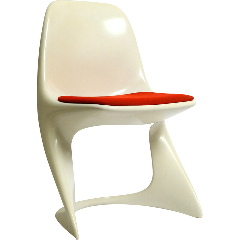 Vintage stoel model 2001/2002 met rode stoffen bekleding van Alexander Begge voor Casala, Duitsland 1970