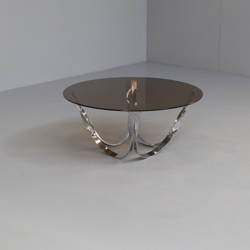 Mesa de centro vintage de latón y cristal de Roger Sprunger para Dunbar Furniture