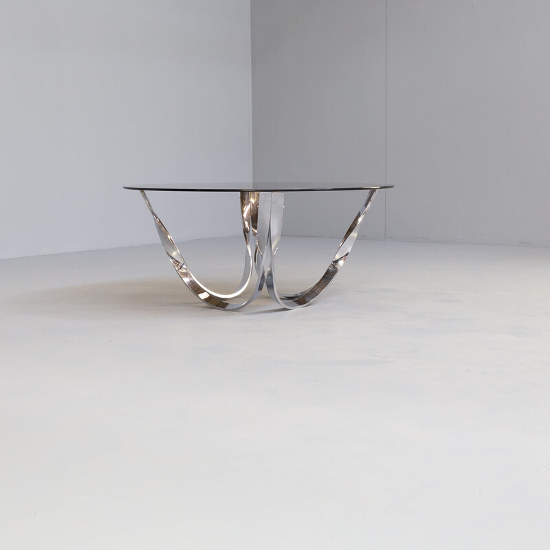 Mesa de centro vintage de latón y cristal de Roger Sprunger para Dunbar Furniture