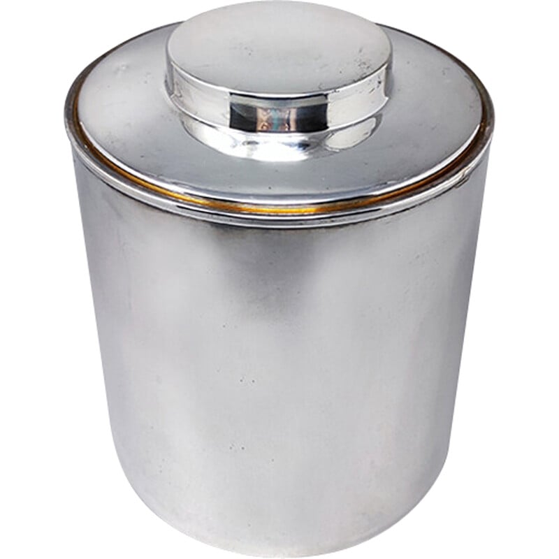 Vintage ice bucket in stainless steel by Aldo Tura for Macabo, Italy 1960s