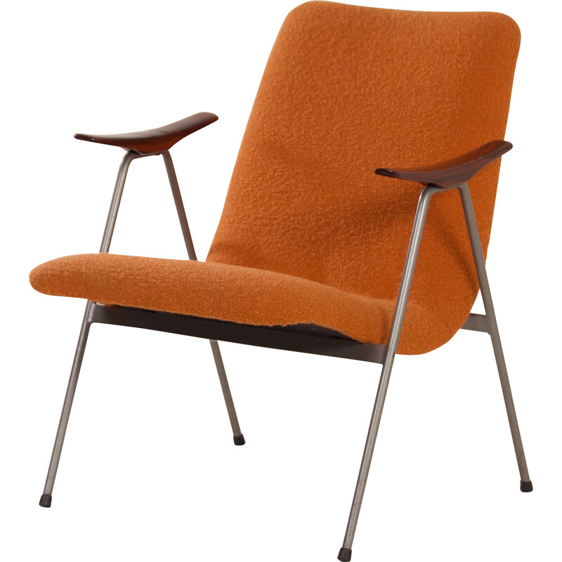 Vintage-Sessel mit orangefarbenem Bouclé-Stoff von Webe, 1960er Jahre