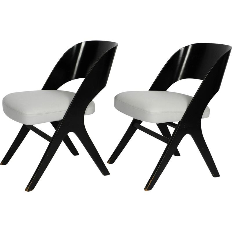 Pair of vintage black and gray chairs by Carl Sasse for Casala, 1950