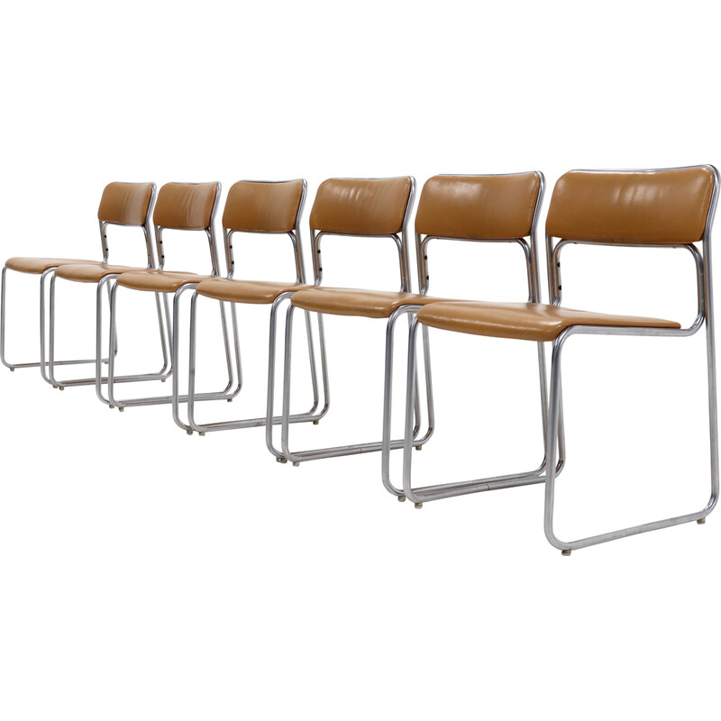 Set of 6 vintage Se09 steel chairs by Walter Antonis for 't Spectrum, 1970