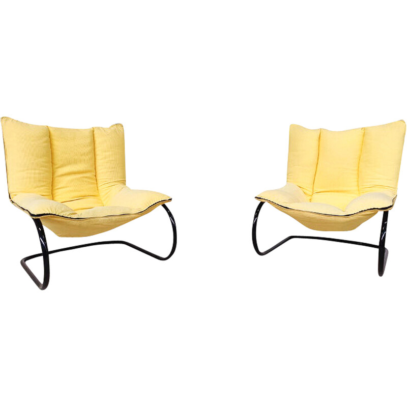 Pair of vintage fabric armchairs, Italy 1970