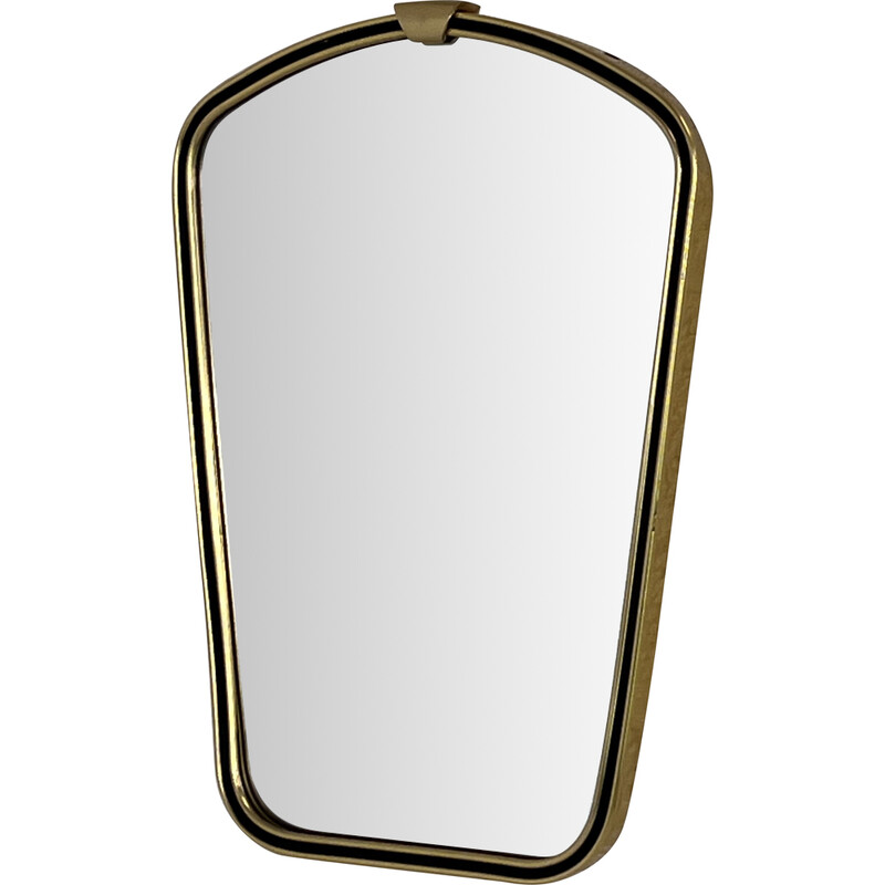 Vintage free-form mirror with brass frame, 1960