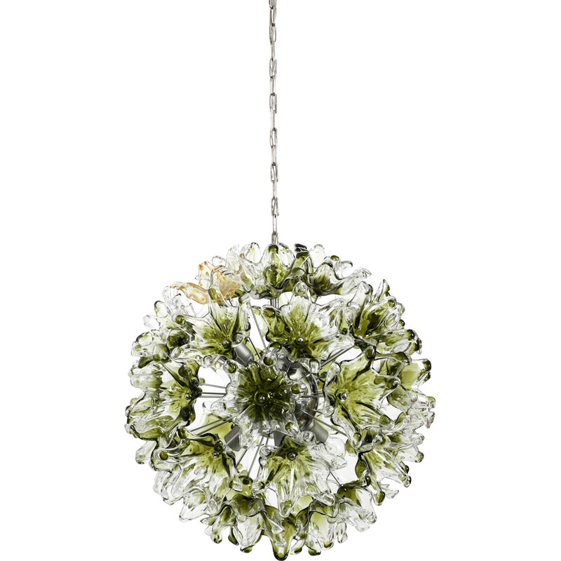 Vintage Italiaanse hanglamp met Murano glazen bloemen van VeArt, jaren 1960