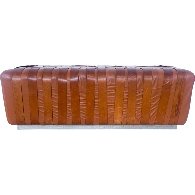 Mid-century Italian cognac leather bench, 1980s