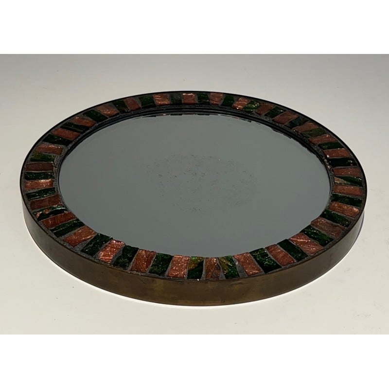 Miroir rond vintage en céramique, 1950